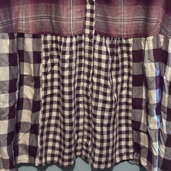 NWT Plaid Cato Baby Doll Drop Sleeve Blouse - Picture 4 of 9